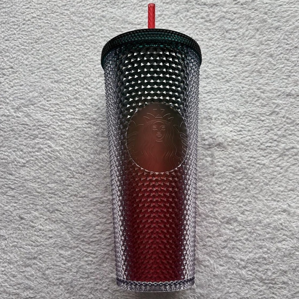starbucks green and red studded cup